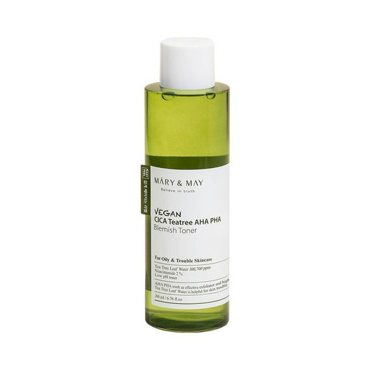 [Mary&May] Vegan CICA Tea Tree AHA PHA Blemish Toner - 200ml