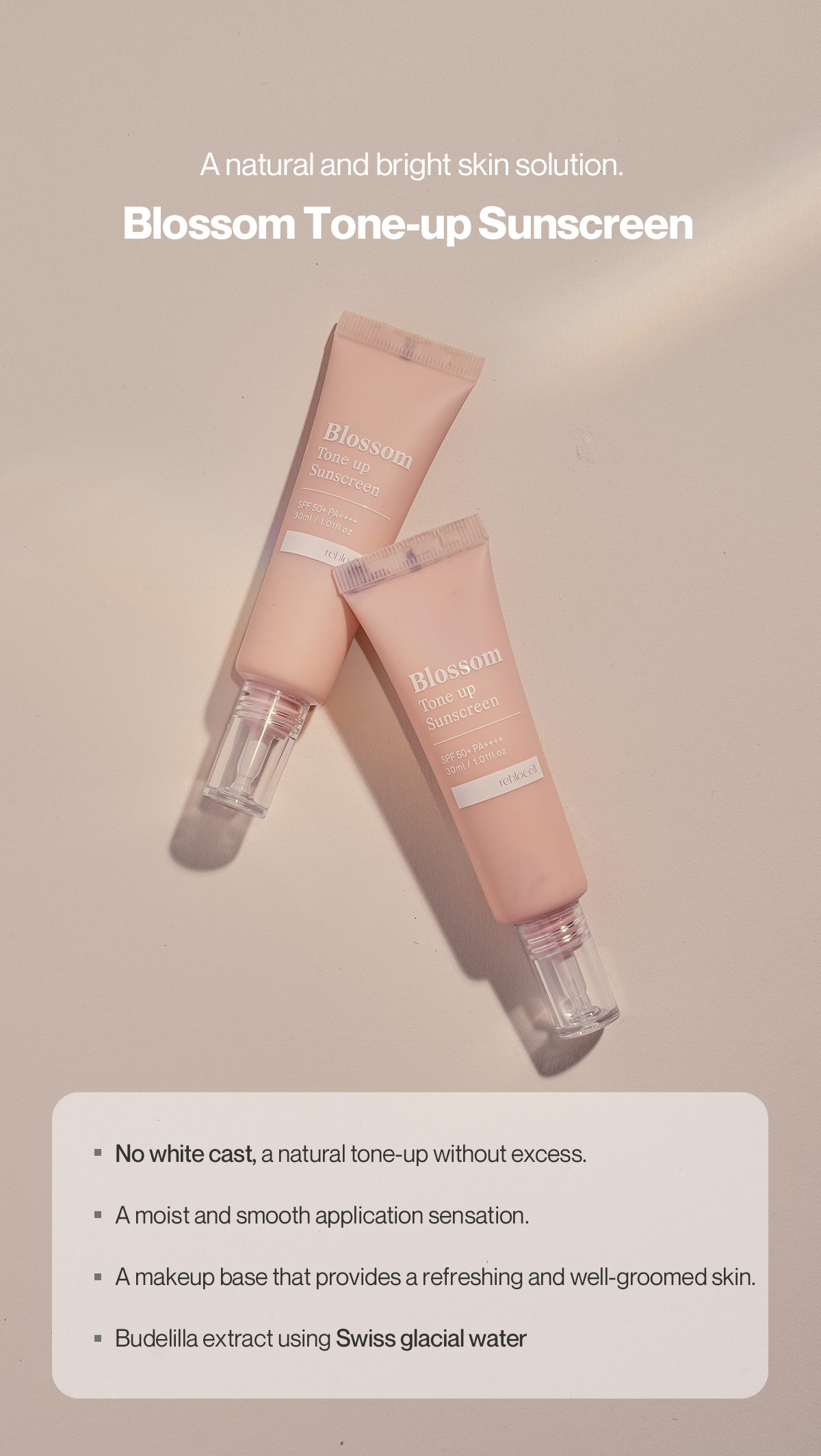 [Reblocell] Blossom Tone up Sunscreen SPF 50+ PA++++ 30ml