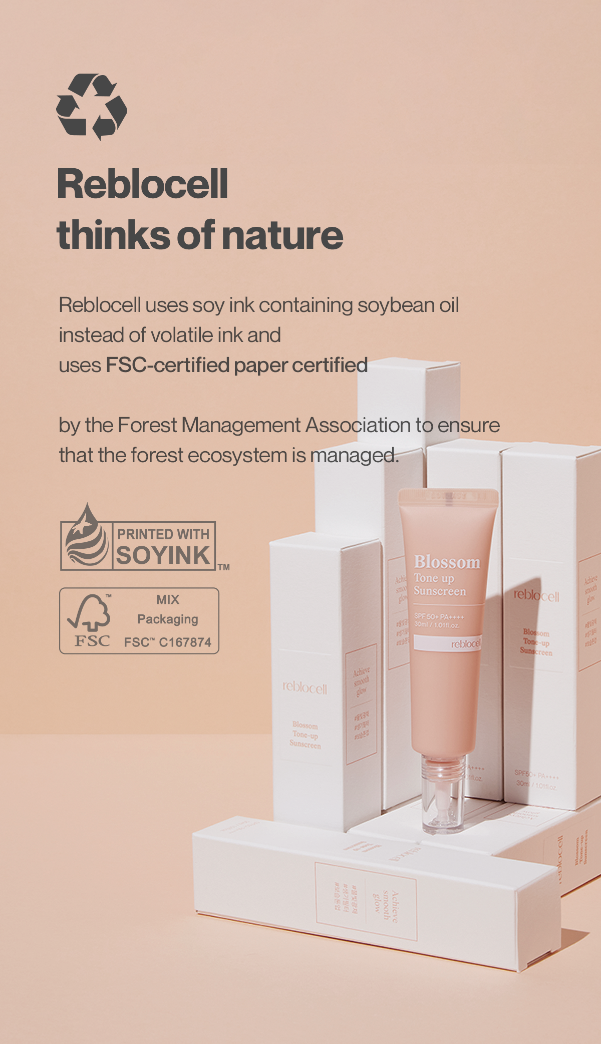 [Reblocell] Blossom Tone up Sunscreen SPF 50+ PA++++ 30ml