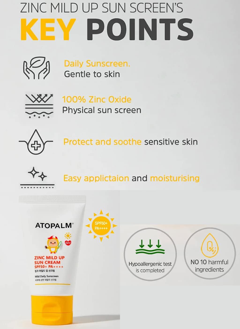 [ATOPALM] Zinc Mild Up Sun Cream SPF50+ PA++++ 65g