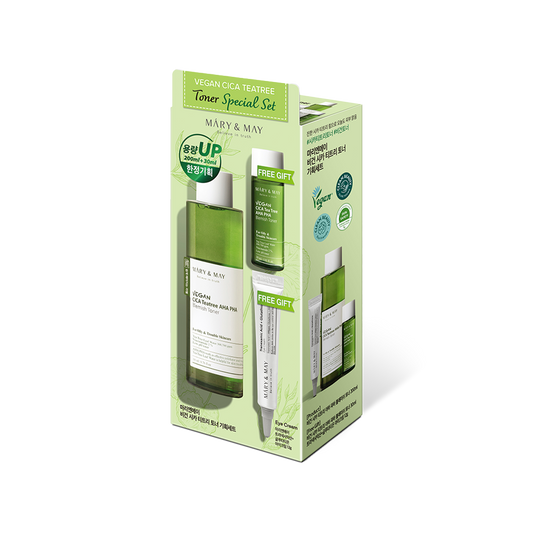 [Mary&May] Vegan CICA Tea Tree Toner Special Set (200ml+30ml+Eye cream 12g)