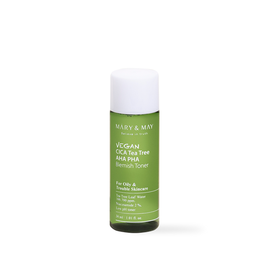 [Mary&May] Vegan CICA Tea Tree AHA PHA Blemish Toner - 30ml [Miniature]