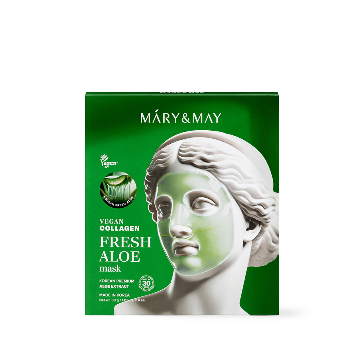 [Mary&May] Vegan Collagen Fresh Aloe Mask (30g x4)